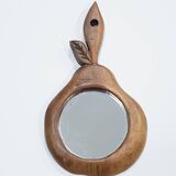 Hand carved wooden pear mirror