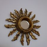 Mirror sun in gilded wood carved 60s, 28 cm