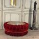 Large velvet pouf with trimmings, around 1880