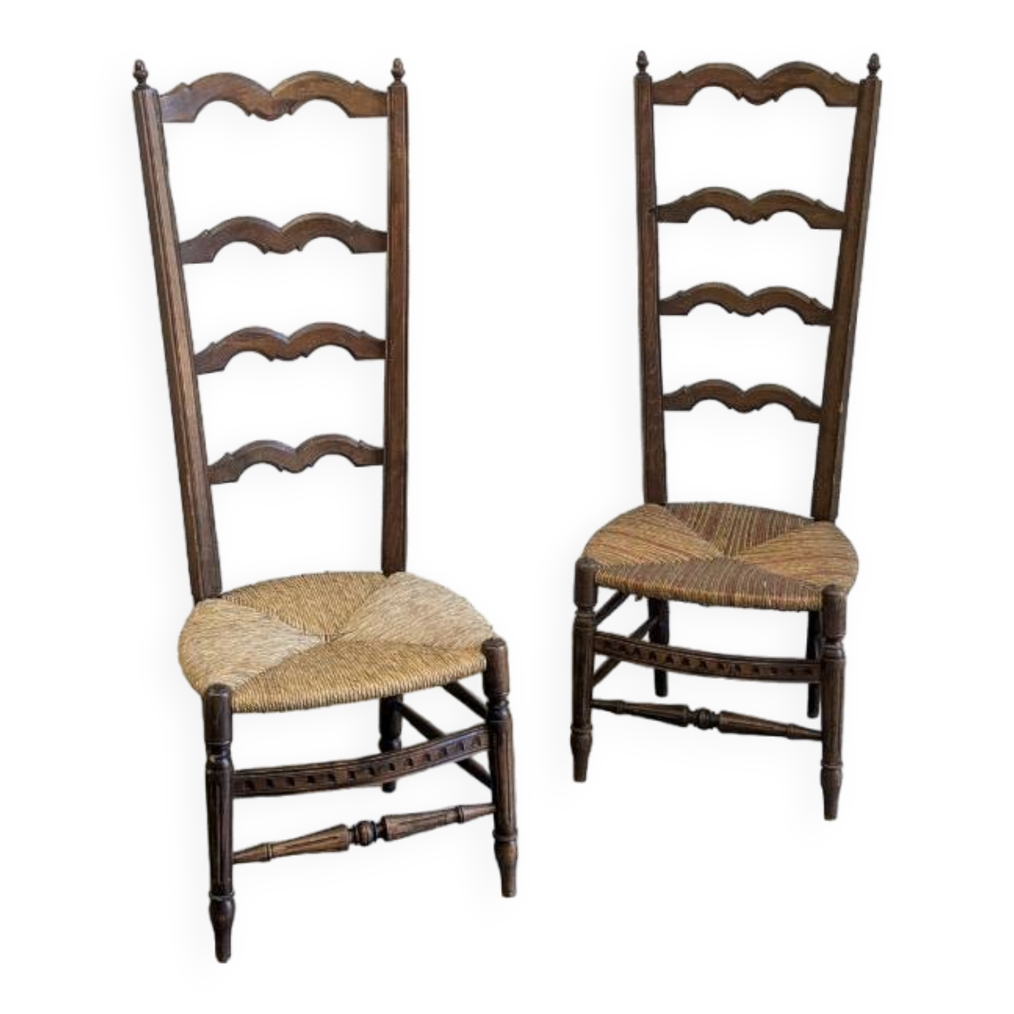 Pair of Provençal nursery armchairs from the 19th century, vintage, raw wood.