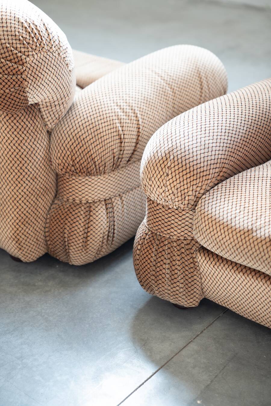 Pair of chenille armchairs 1970