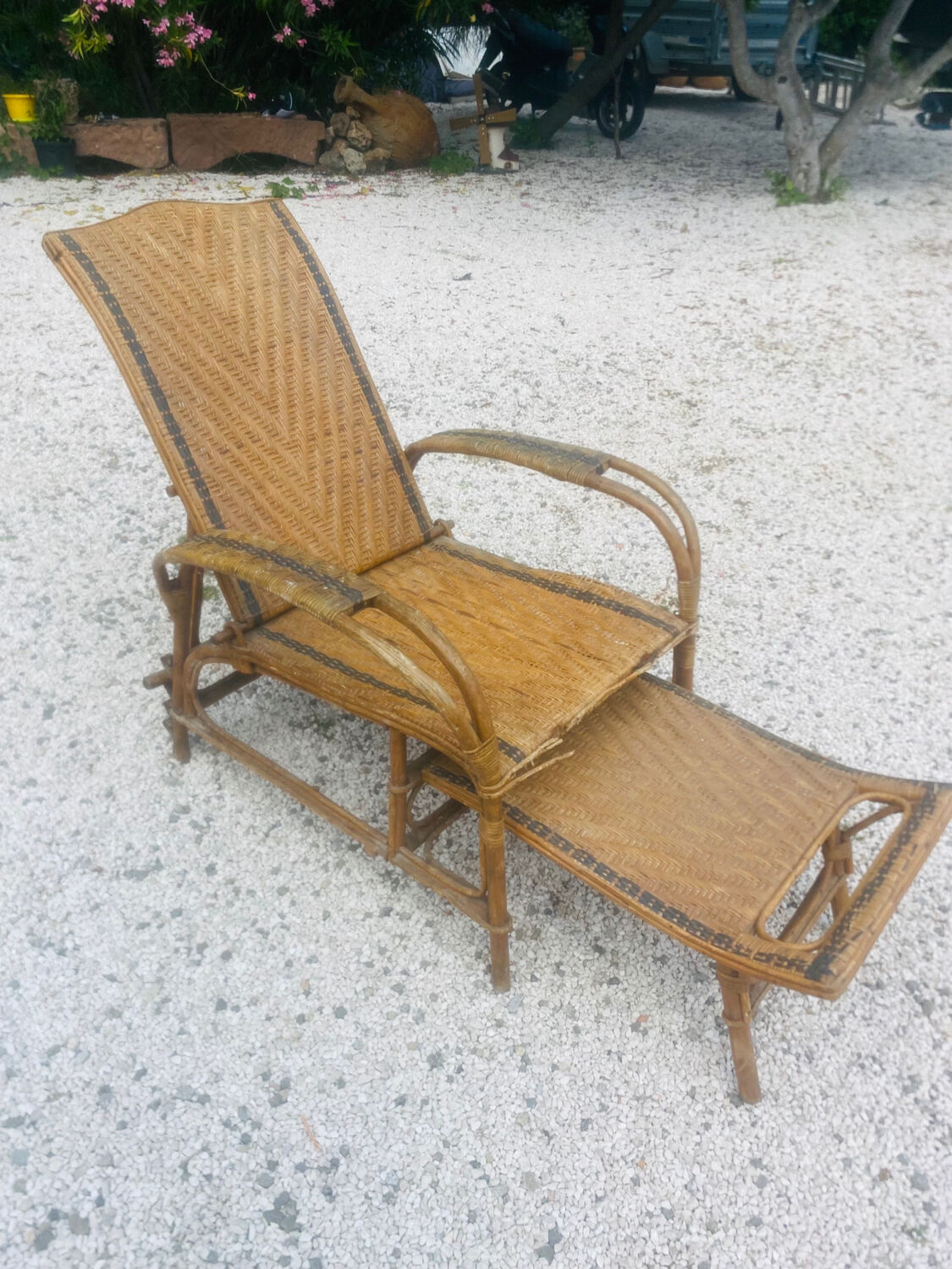 Chaise Longue Rotin Vintage