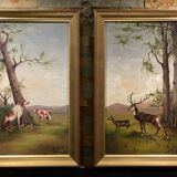 Duo paintings in oil on canvas