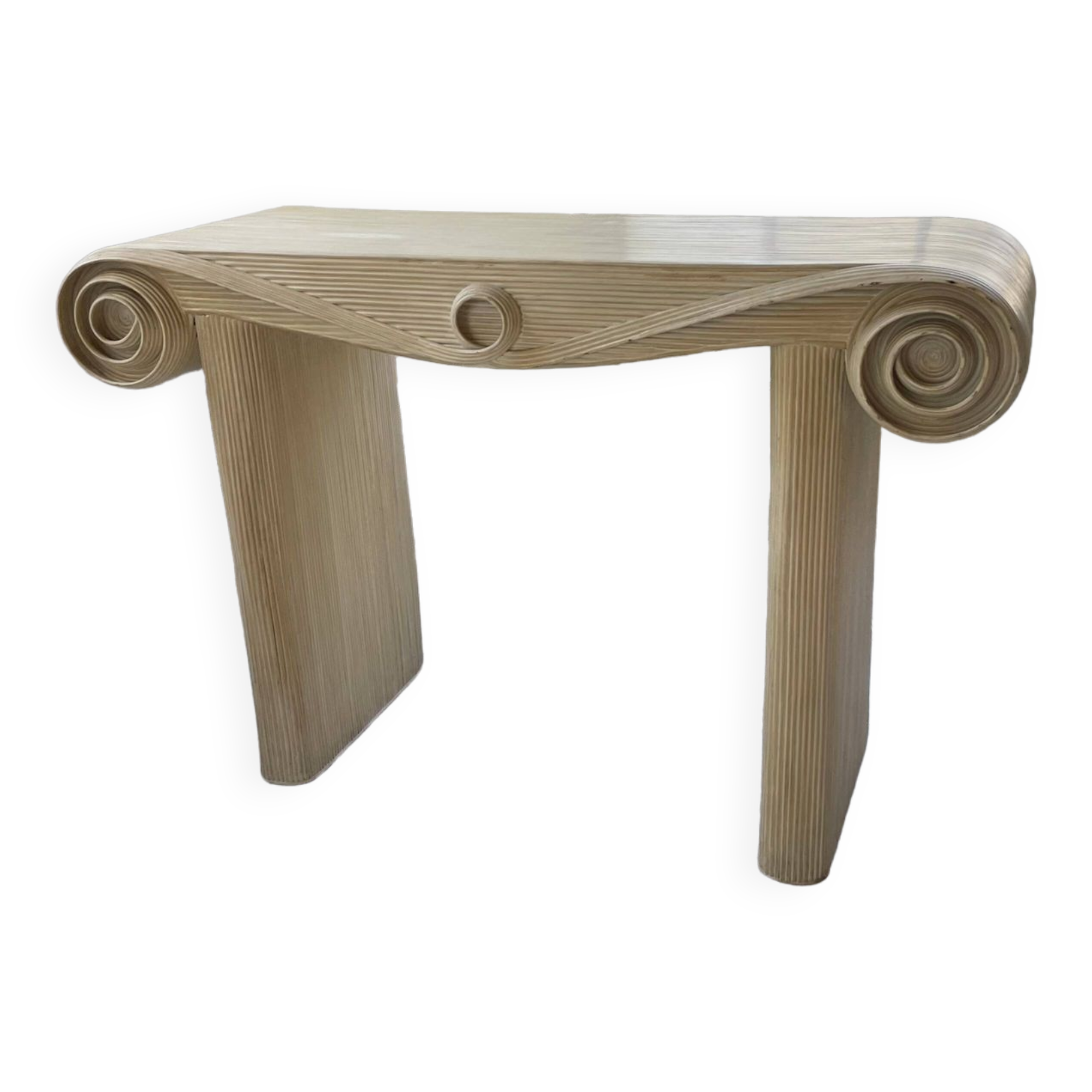 70s console in tropicalist rattan