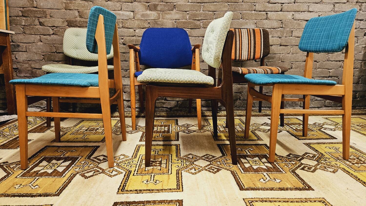 Set of 6 mismatched 1960s Scandinavian chairs