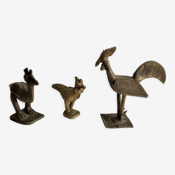 Set of 3 bronze animals, Africa