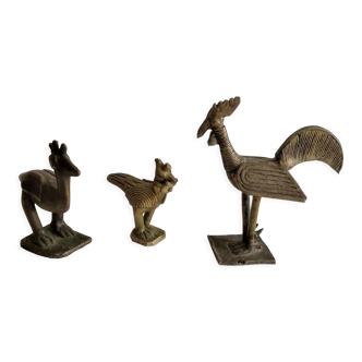 Set of 3 bronze animals, Africa