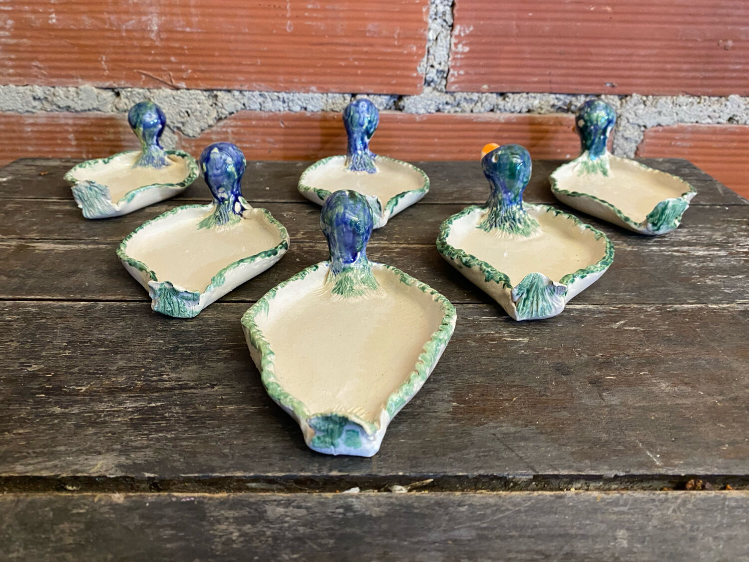 Plate + 6 Duck-Shaped Foie Gras Service Plates, Polychrome Ceramic