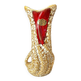 Vase vallauris fat lava deco vintage deco d'interieur blanc/orange et rouge
