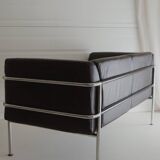 Scandinavian sofa - 2-seater leather and chrome - beke - vintage