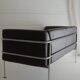 Scandinavian sofa - 2-seater leather and chrome - beke - vintage