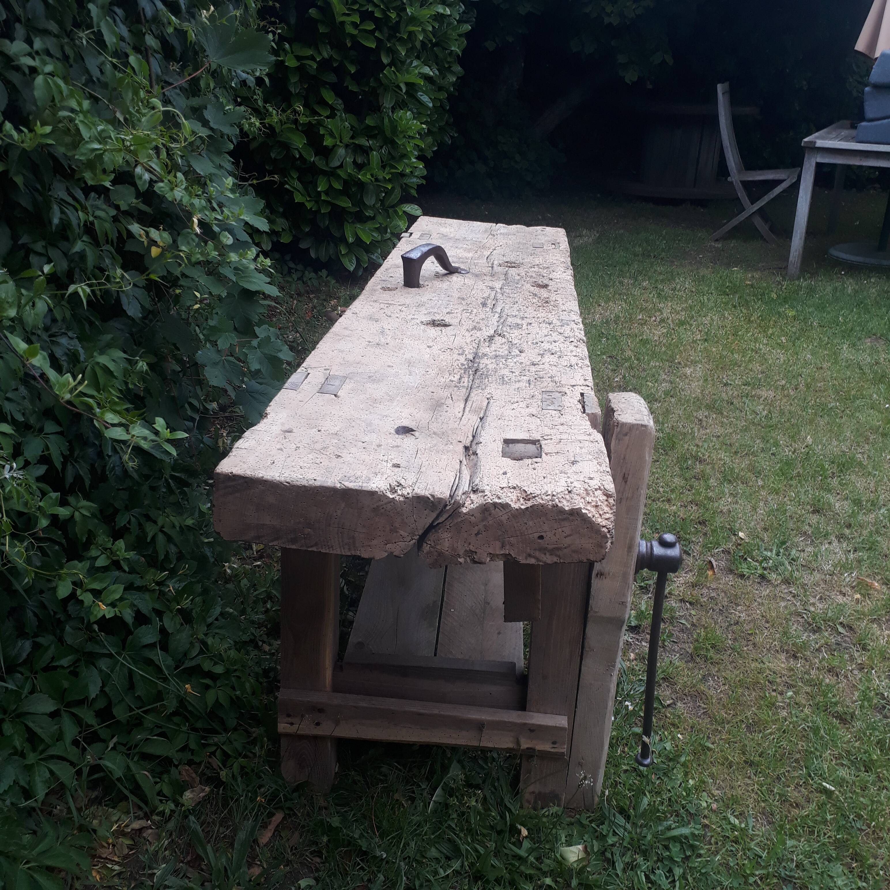 Renovated old industrial workbench