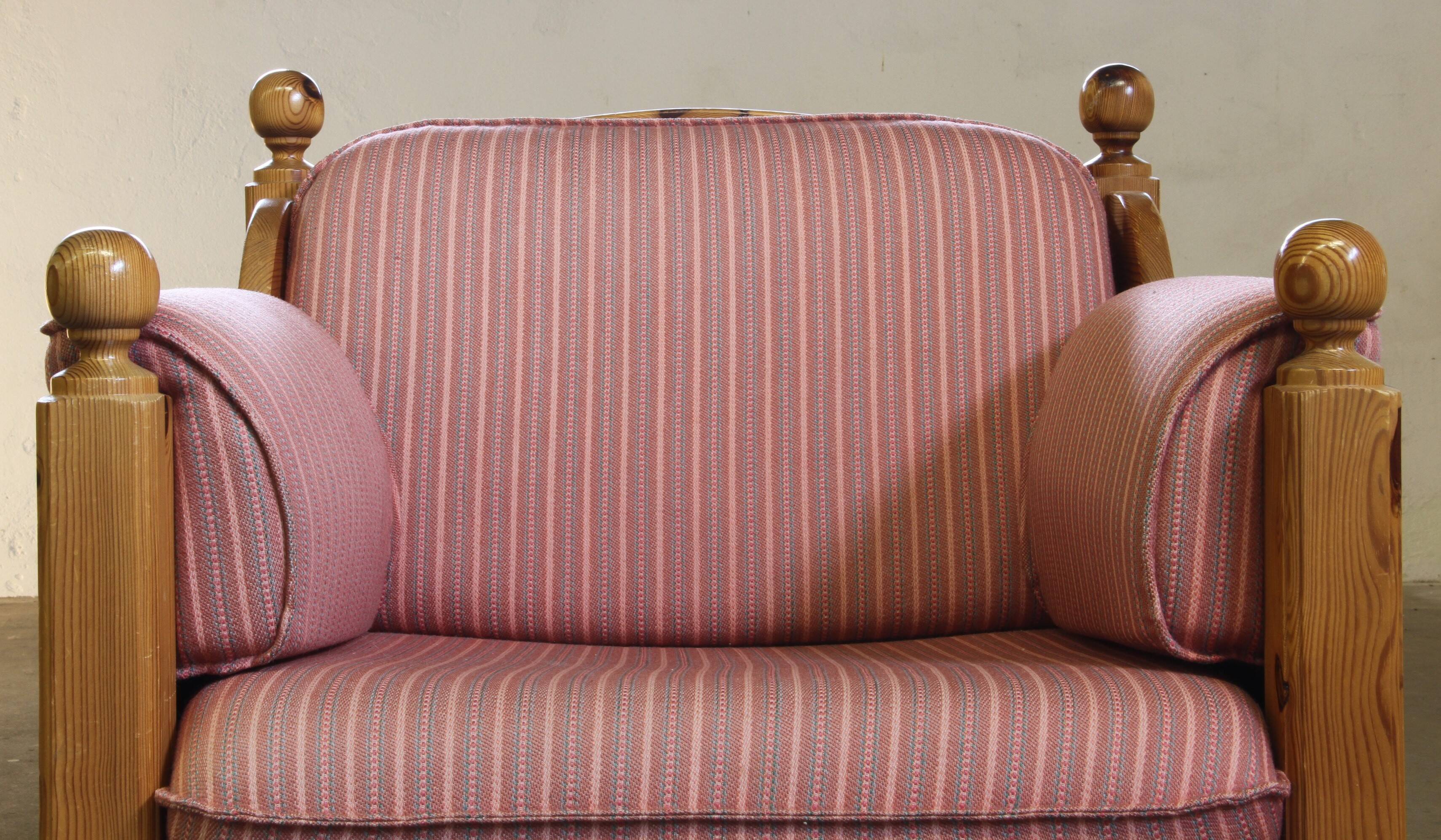 Vintage mid-century Danish pine lounge chair, 1970s