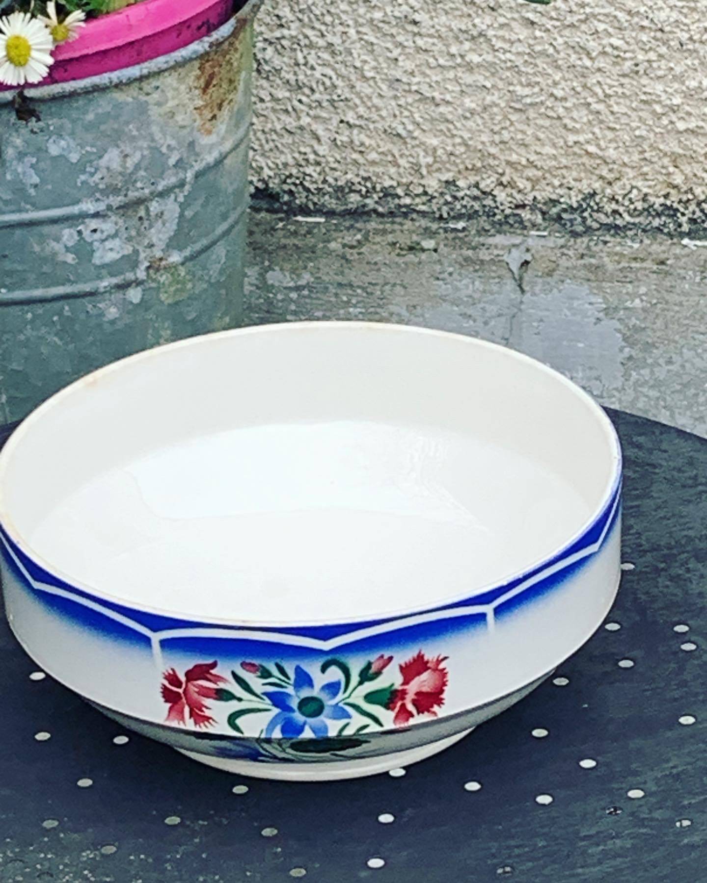 Salad bowl, Elorn model, Digoin and Sarreguemines, France, carnation motifs