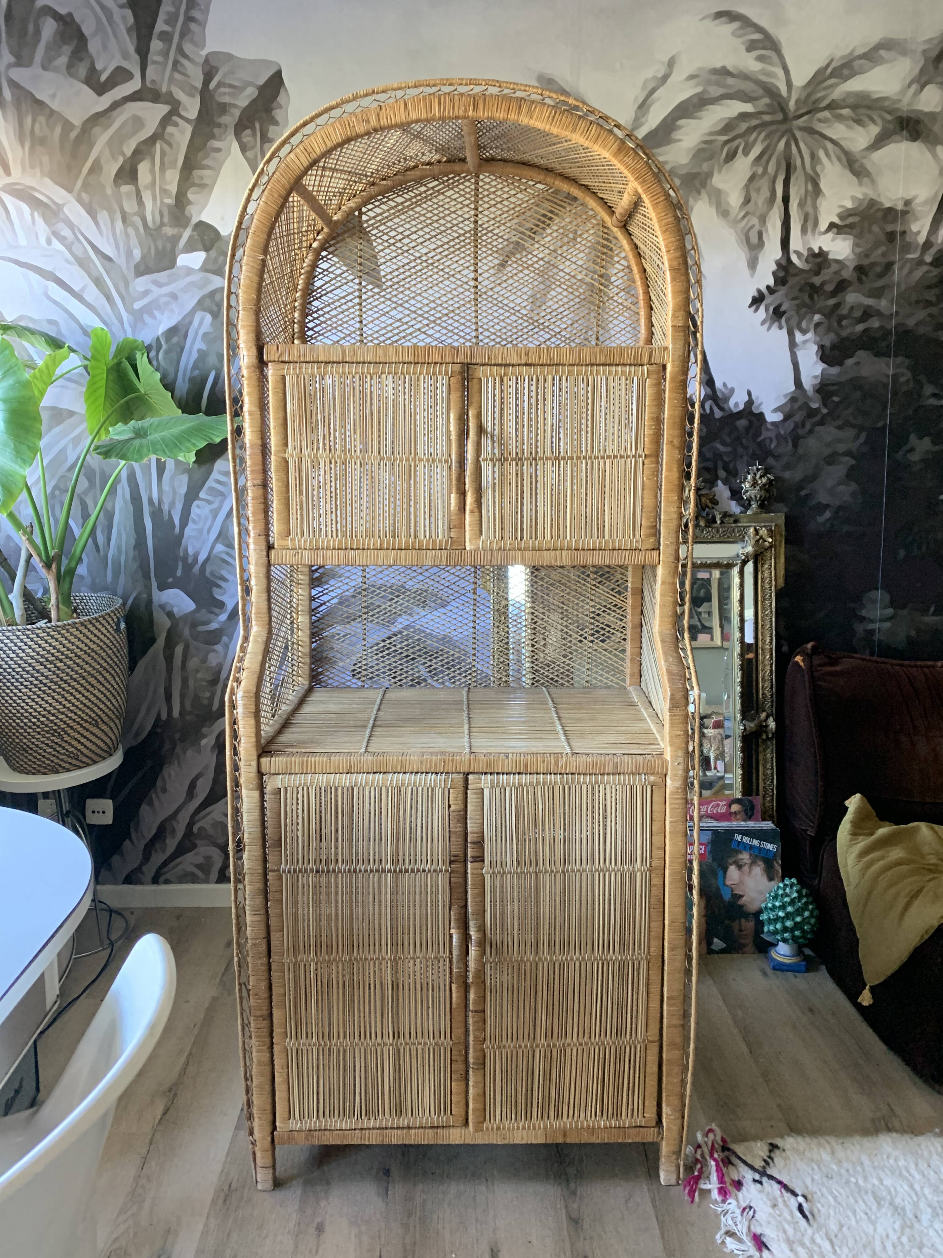 Vintage rattan bookcase