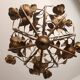 Chandelier hand-forged Hollywood Regency rose leaf decorations