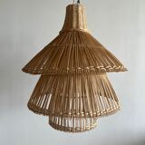Rattan pendant lamp or light in the shape of an Asian lantern