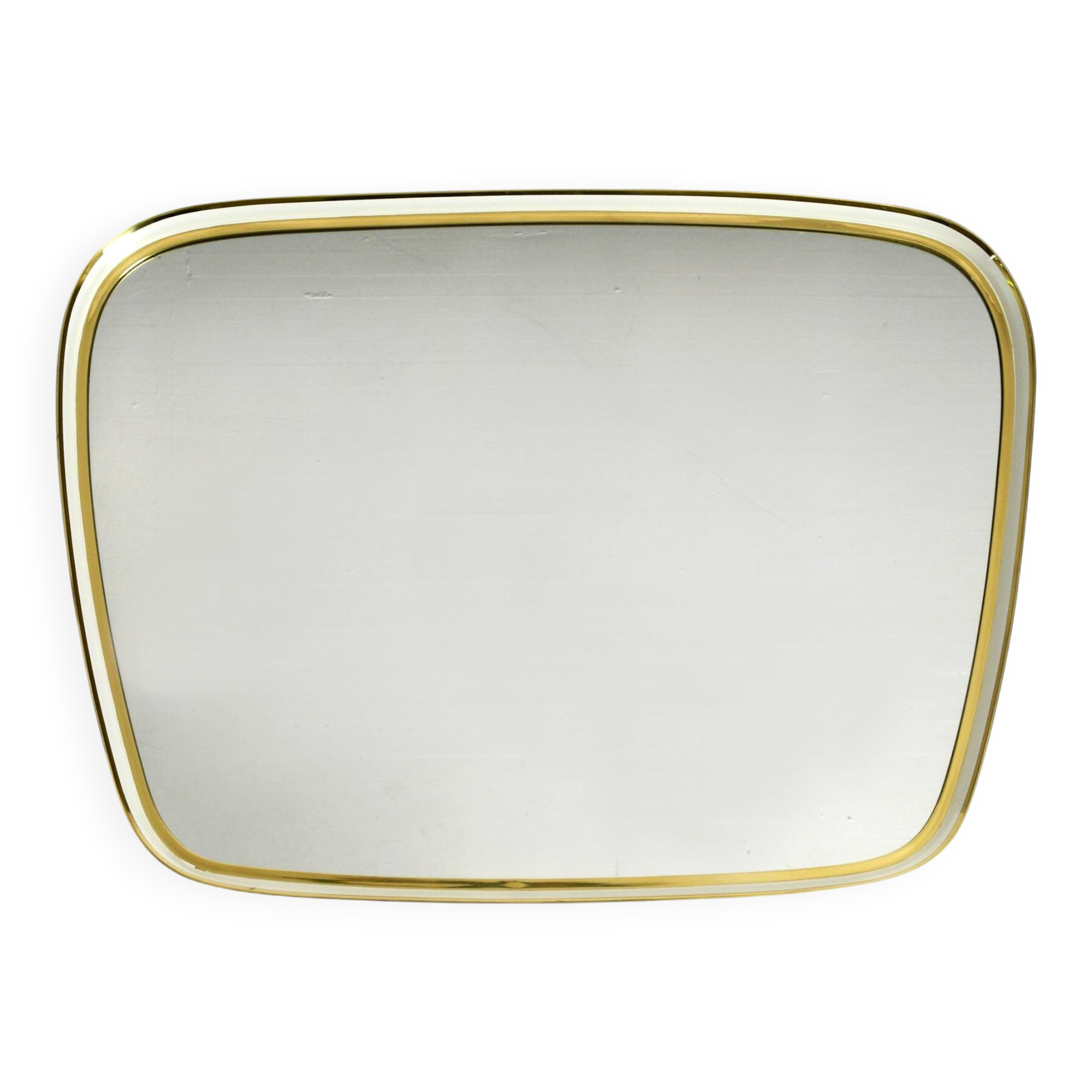 Huge Mid Century "Zier-Form" wall mirror with heavy brass frame with Label