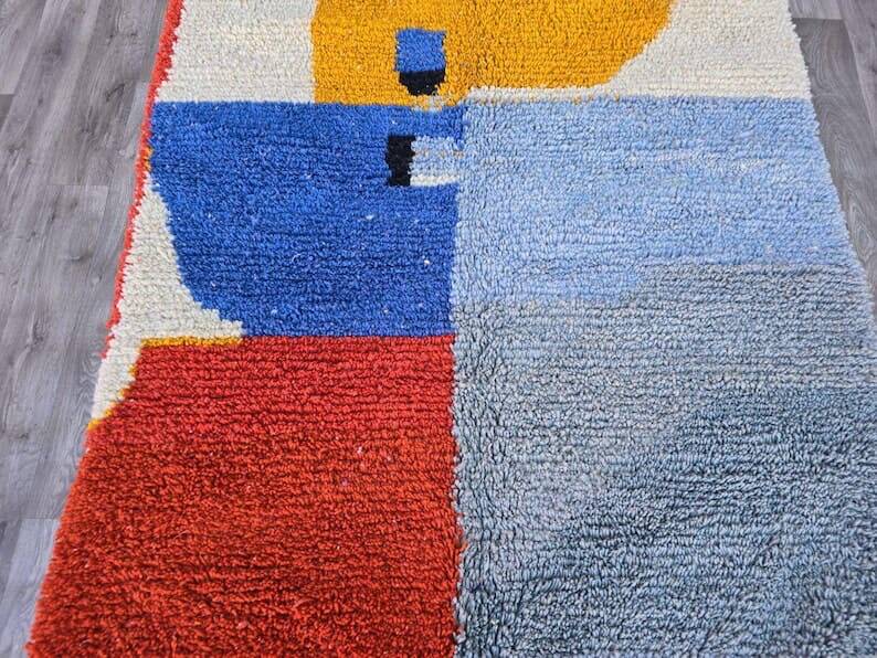 Handmade pure wool Moroccan rug size 140 x 260 cm