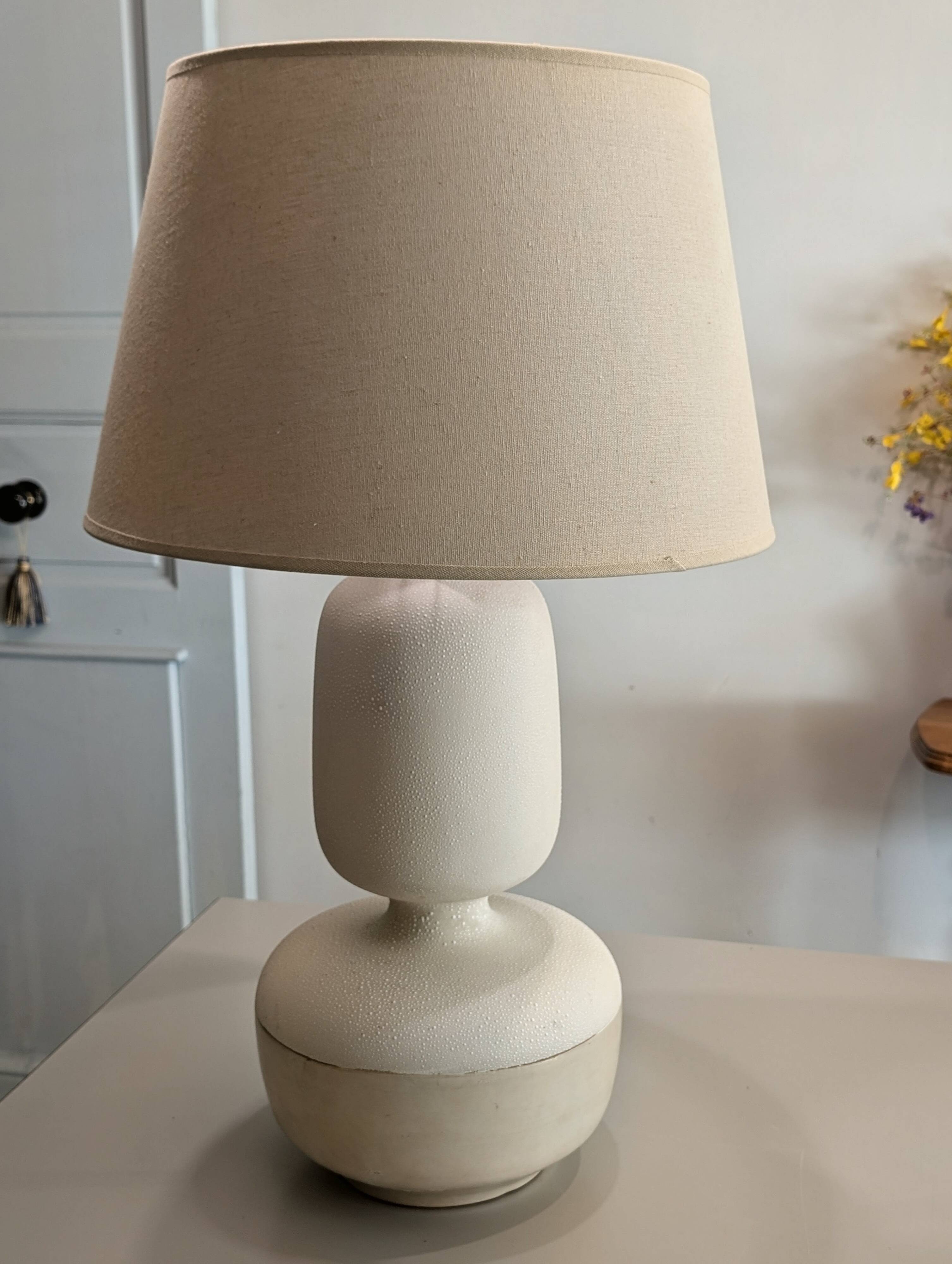 Digoin "perlé" lamp in antique earthenware