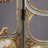 Louis XV style screen with three sheets in molded wood and embroidered fabrics