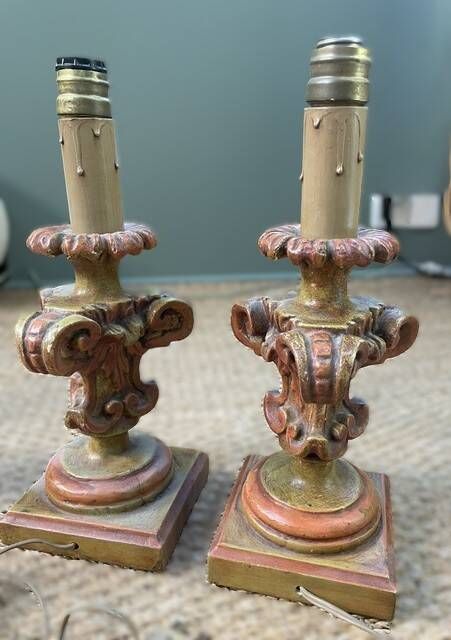 pair of wooden lamp bases