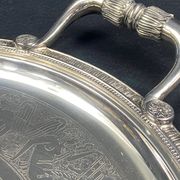 Very large silver metal serving tray christofle malmaison model