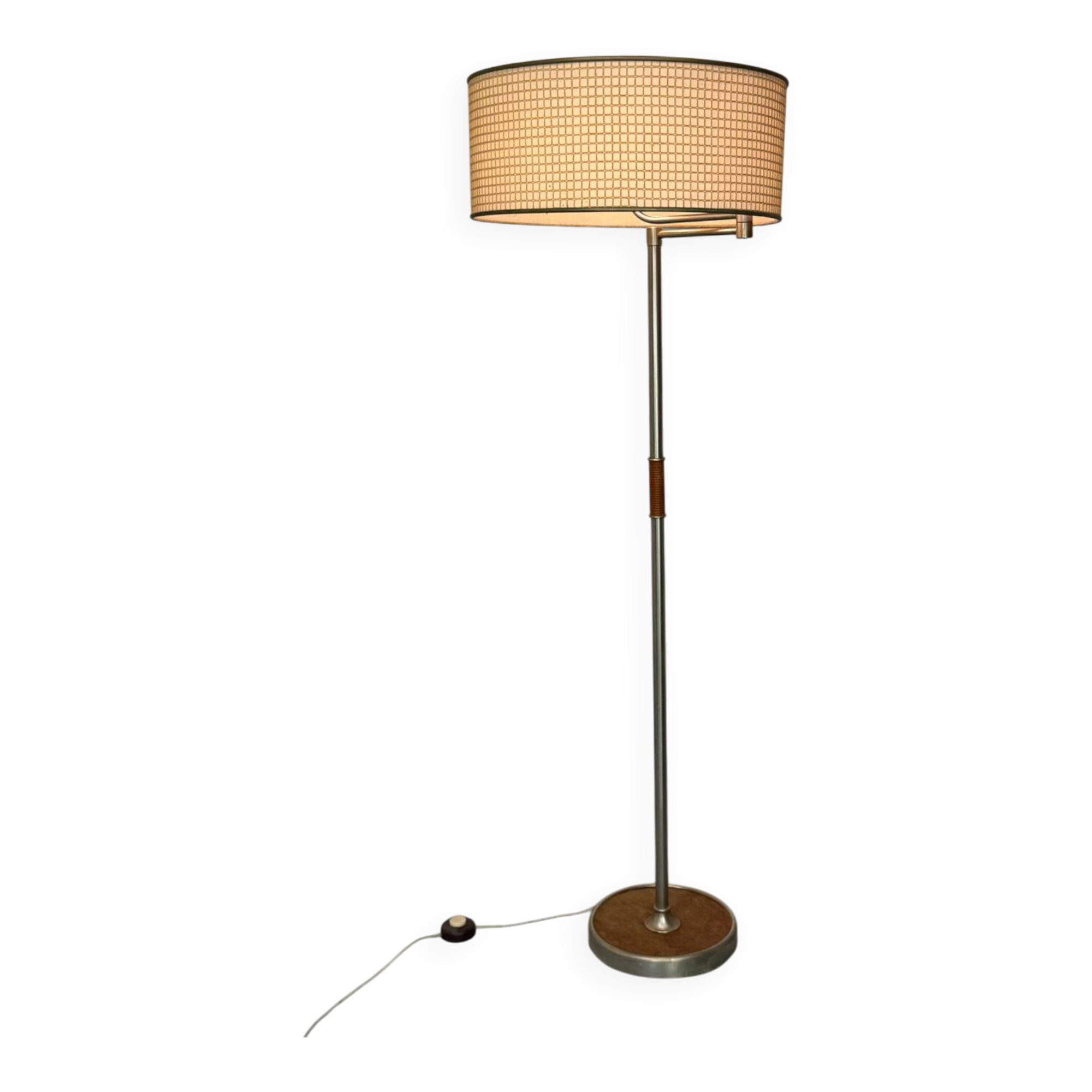 Bauhaus Wood and Steel Floor Lamp, 1950s