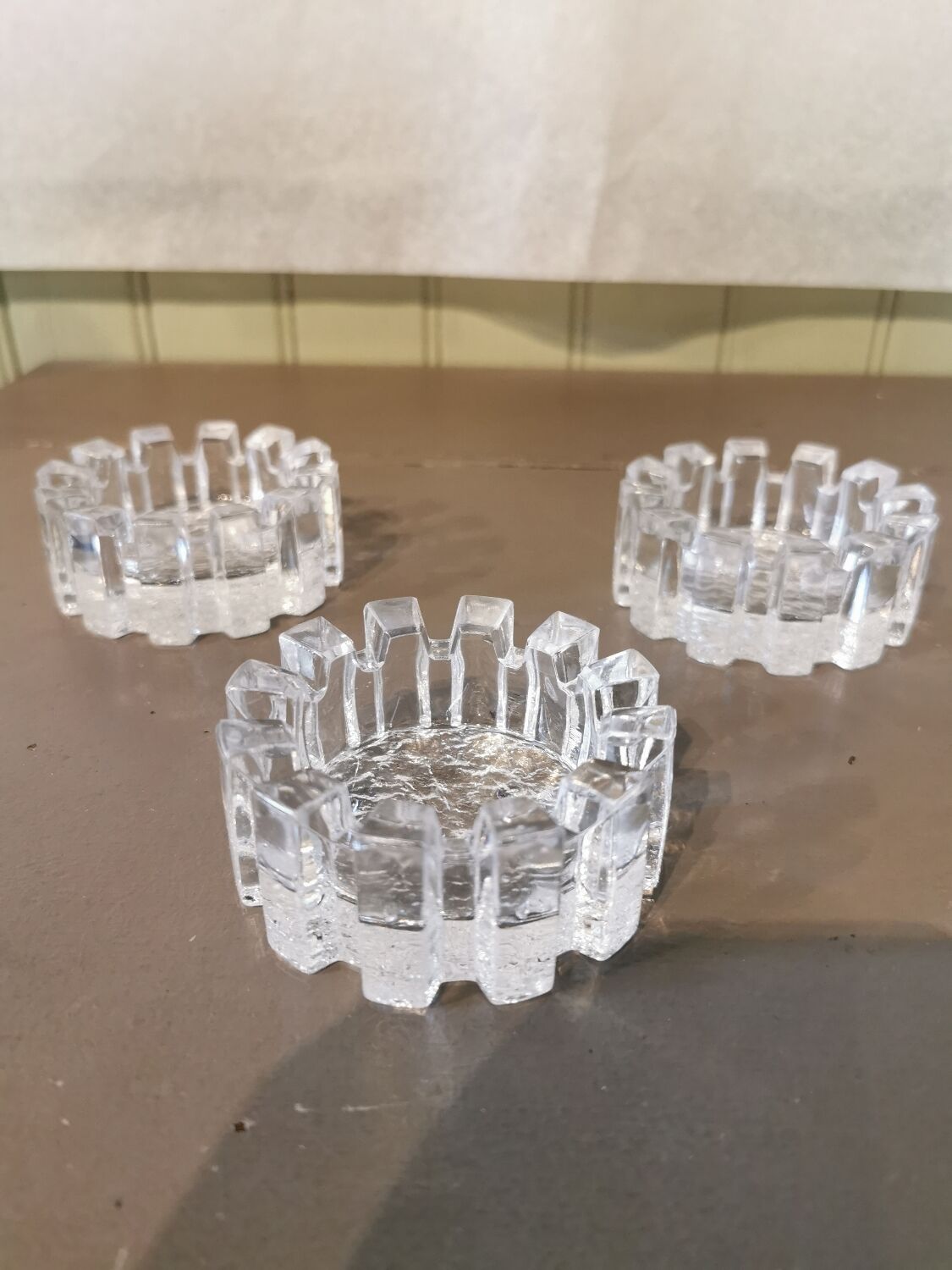 Trio of vintage crystal candlesticks