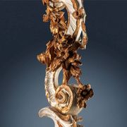 Pair of antique baroque wooden candlesticks, Italy, circa 1750.