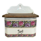 Earthenware salt cellar with rose decoration, made in Czechoslovakia, early 20th century