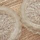 Pair of round ceiling lights in chiseled glass