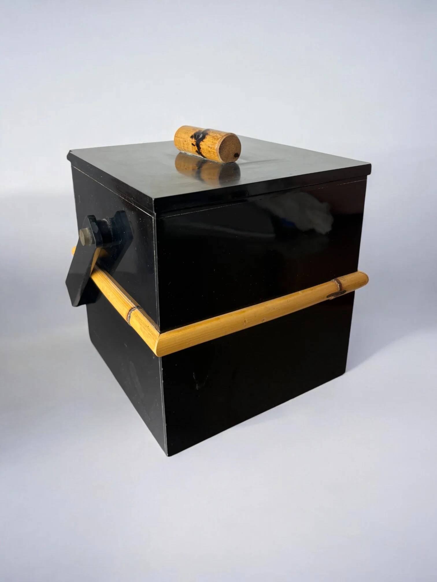 Hollywood Regency bamboo & lucite ice bucket, Italy, 1970s