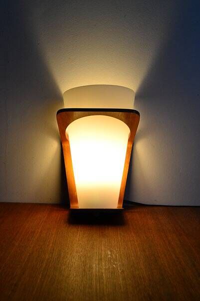 Louis Kalff NX 41 wall lamp opaline teak