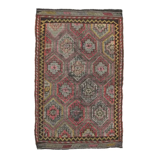 Vintage Turkish Oushak Handmade Wool Cotton Red Area Rug 170x272