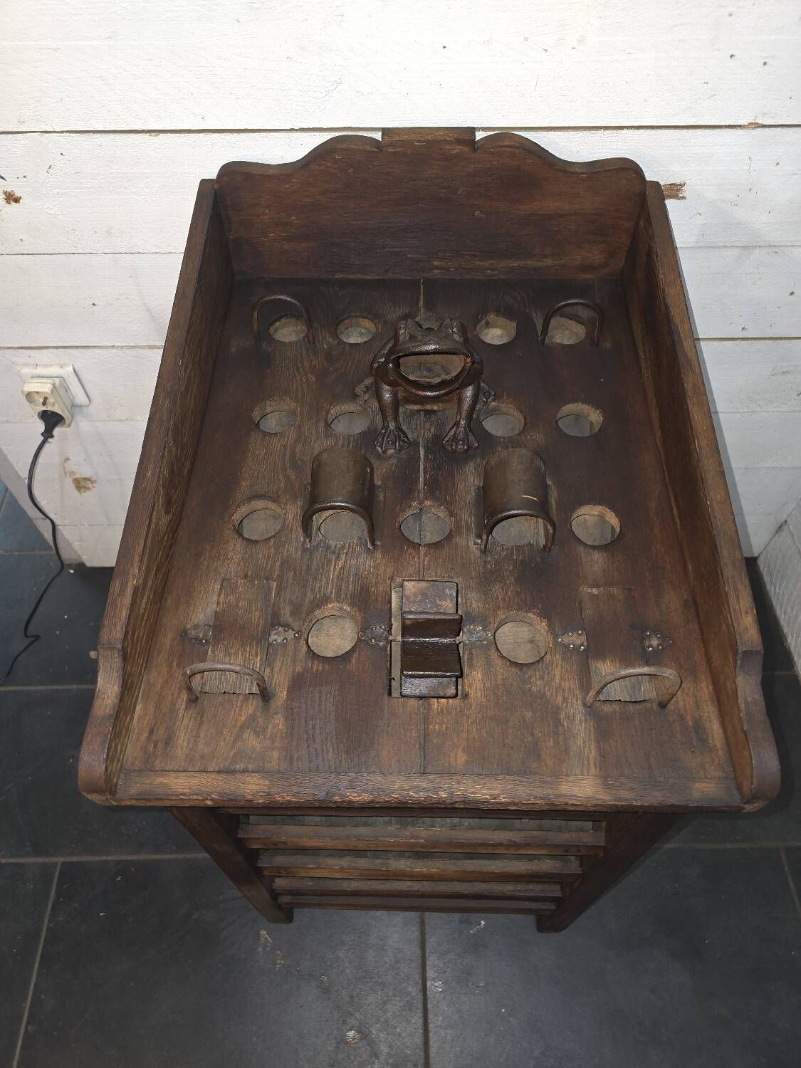 Vintage wooden bistro frog game