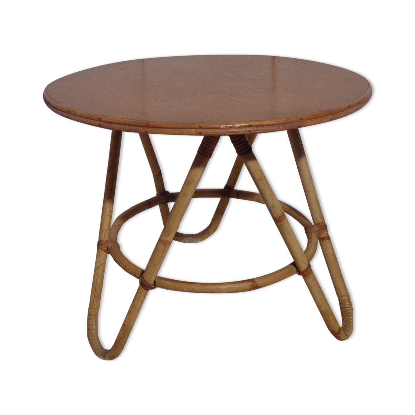 Vintage coffee table in rattan 50 years