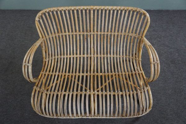Vintage sofa Belse 8 rattan, 2 seater, Dutch Design, 1950