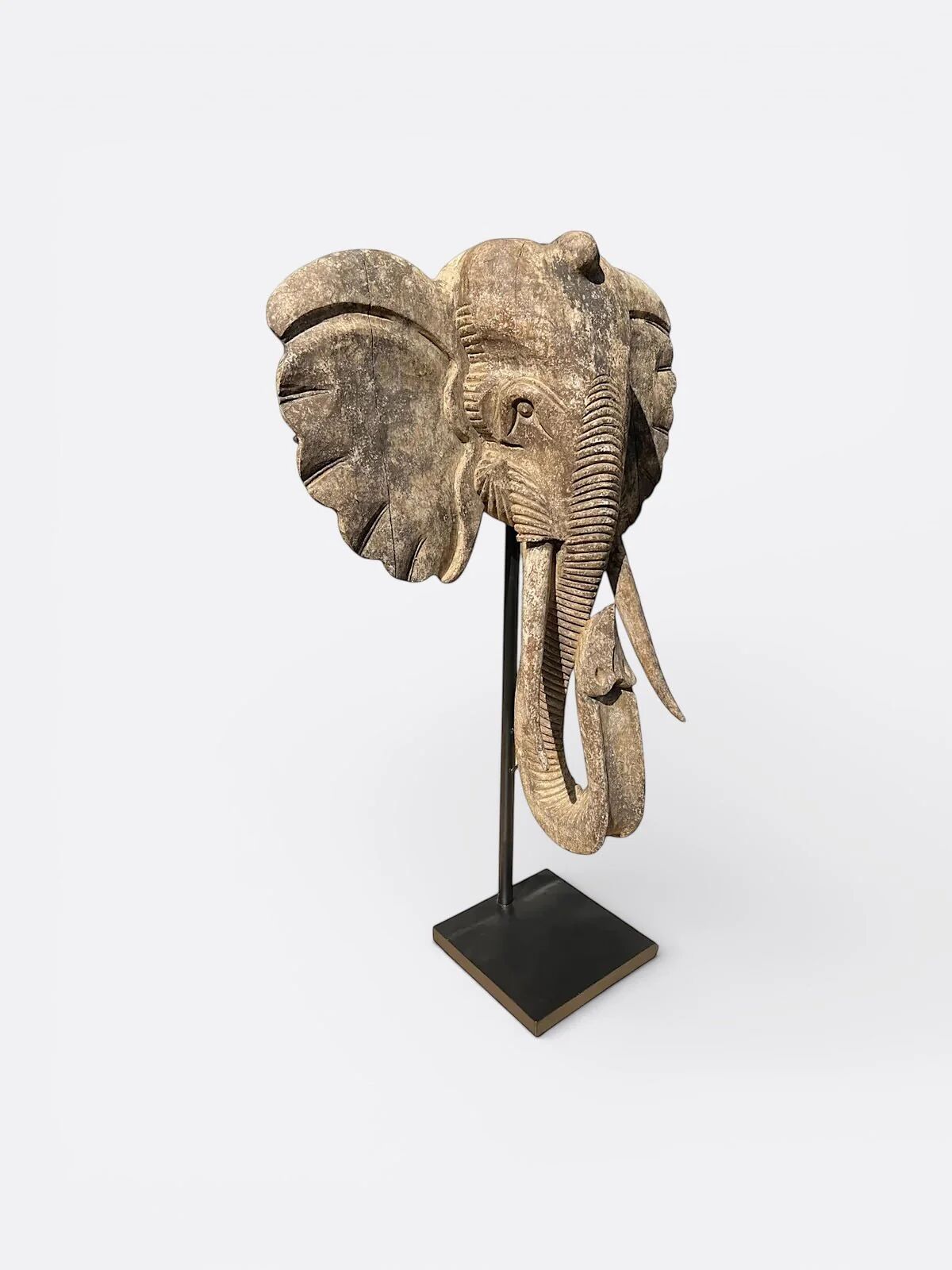 Large handcrafted Suar wood elephant sculpture