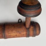 Wooden wall-mounted coat rack with two hooks