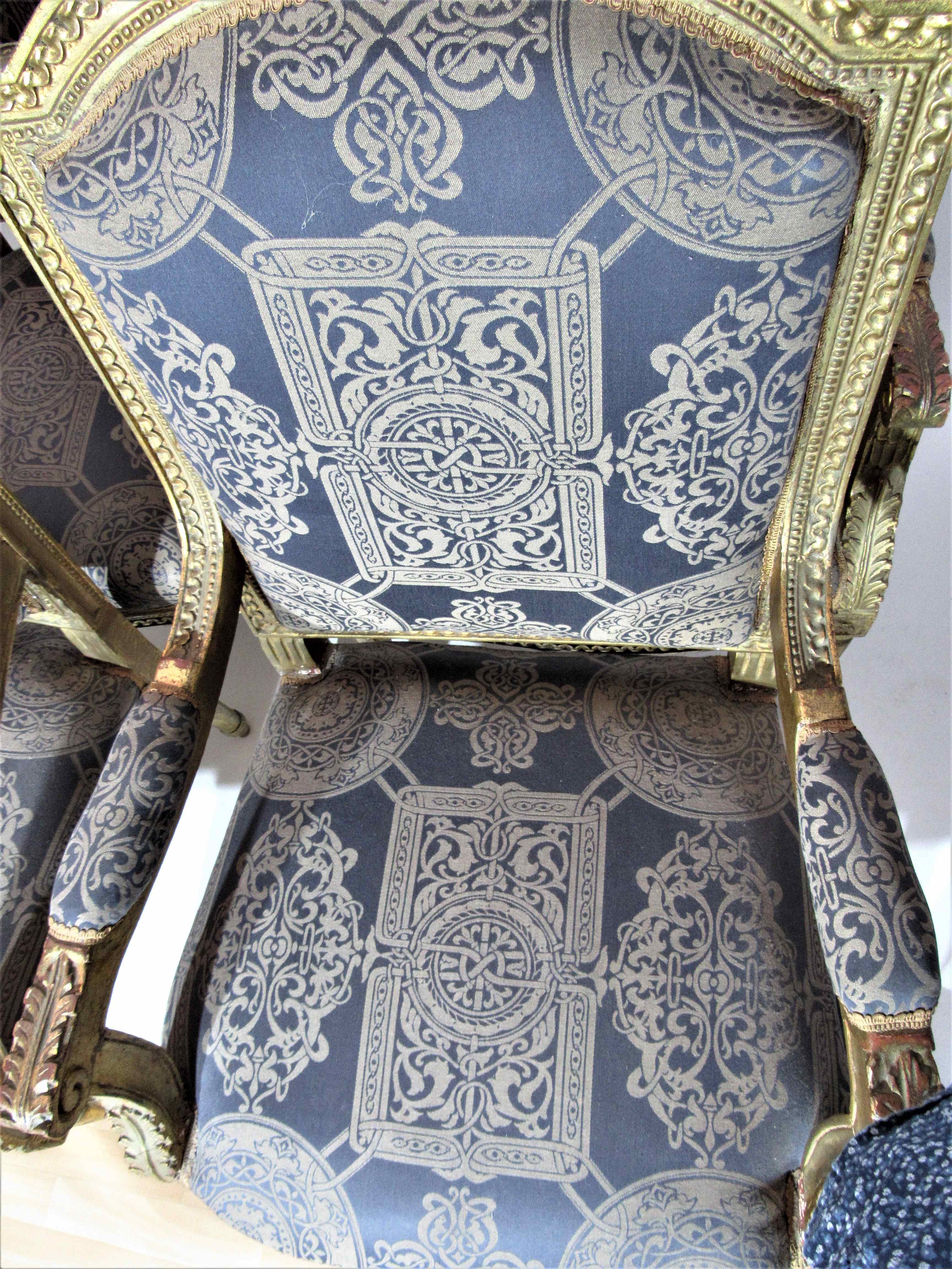 4 armchairs and a gilded wooden sofa Louis XVI style