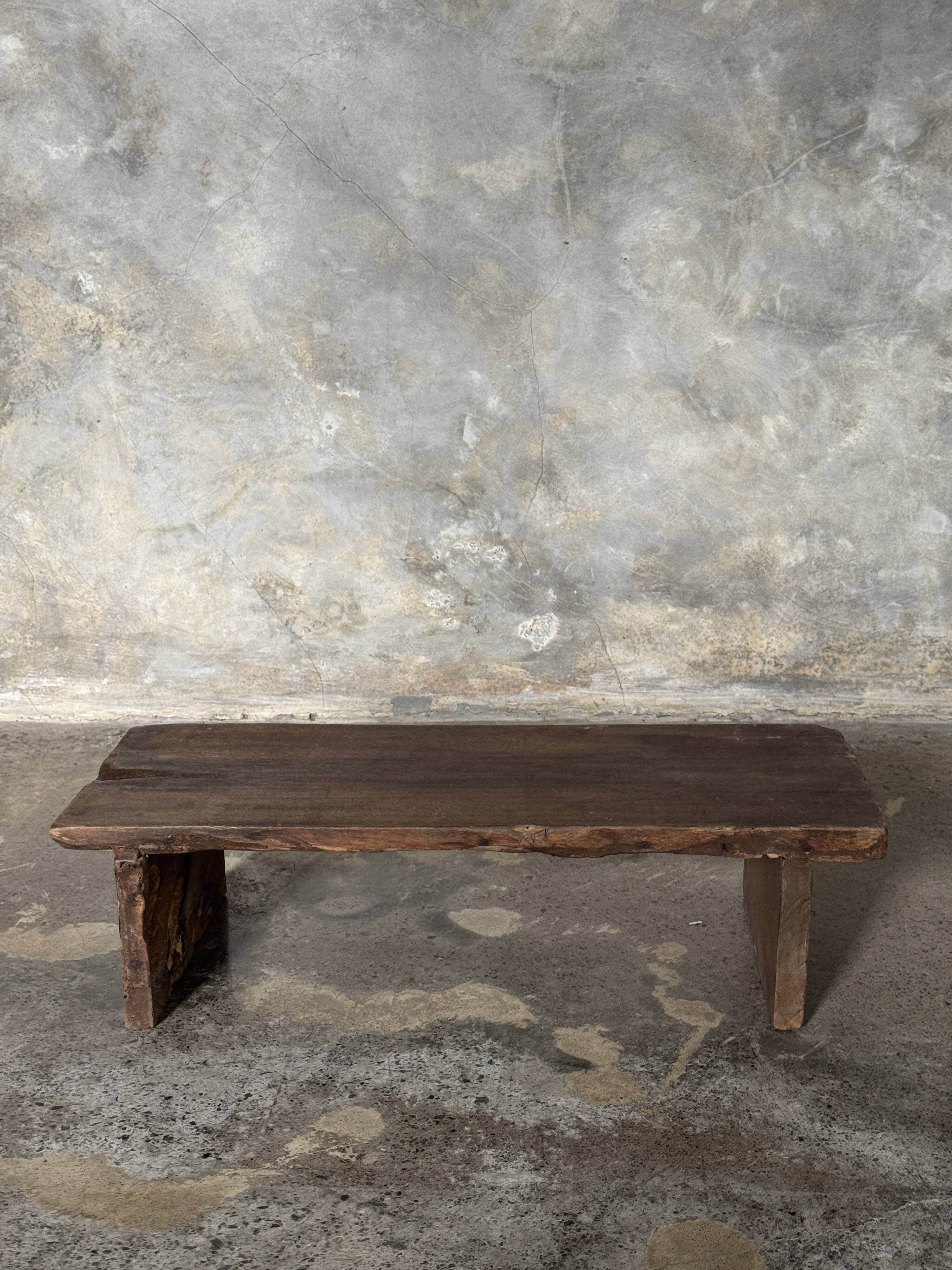Small low bench in old teak from Indonesia H14 L50