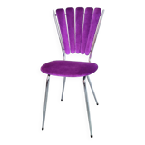 Chaise pétales velours violet 70s restaurée
