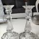 Pair of Bougeoirs Torches/Moulded glass, floral/godronnée shape. Glassworks of Portieux. 50s.