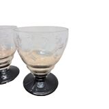 Set Of 4 Art Deco Wine Glasses With Black Base, 1930s