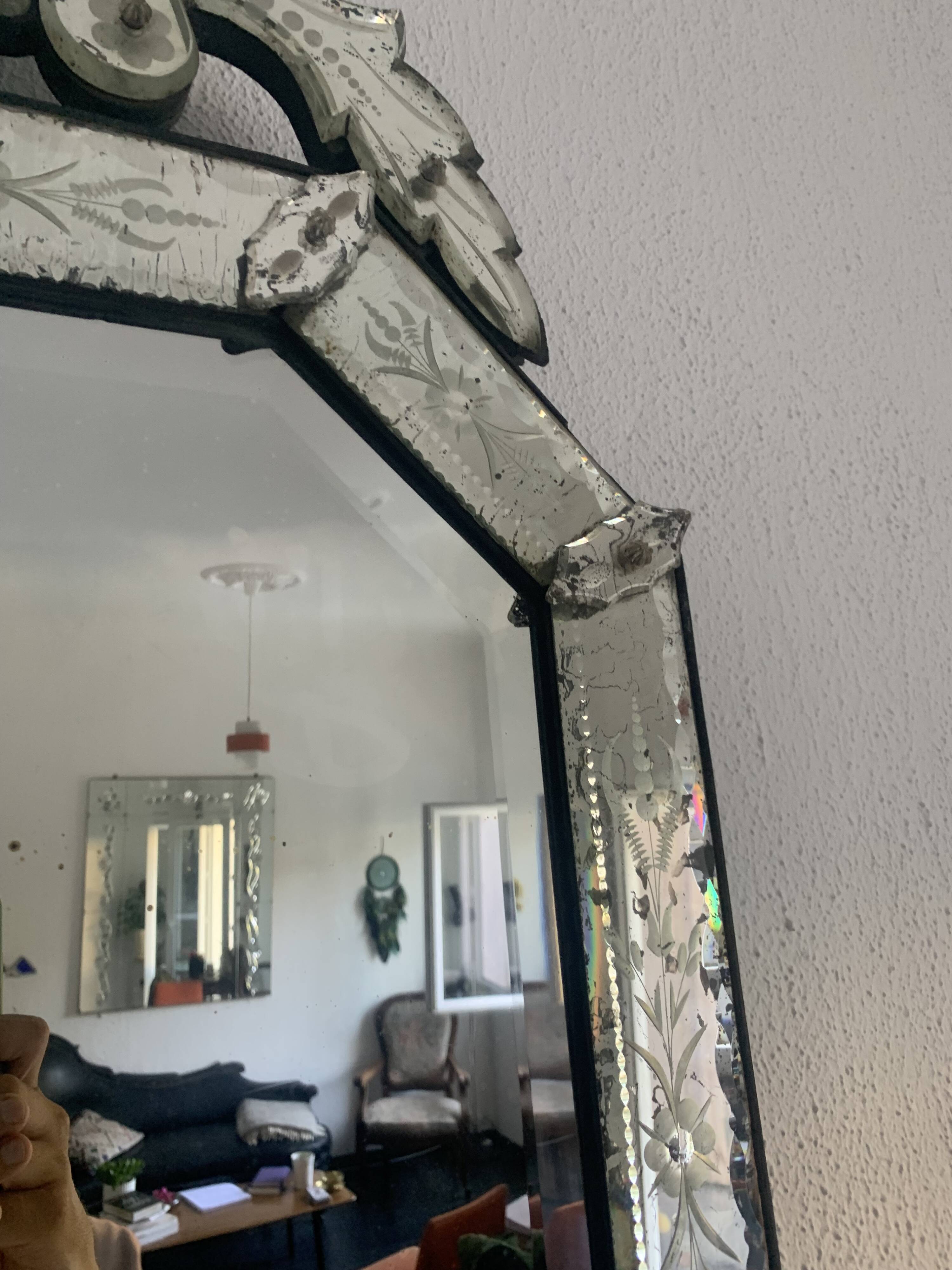 Venetian Murano mirror, late 19th century - 95 x 52 cm