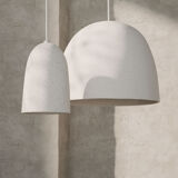 Speckled white ceramic suspended light fixture