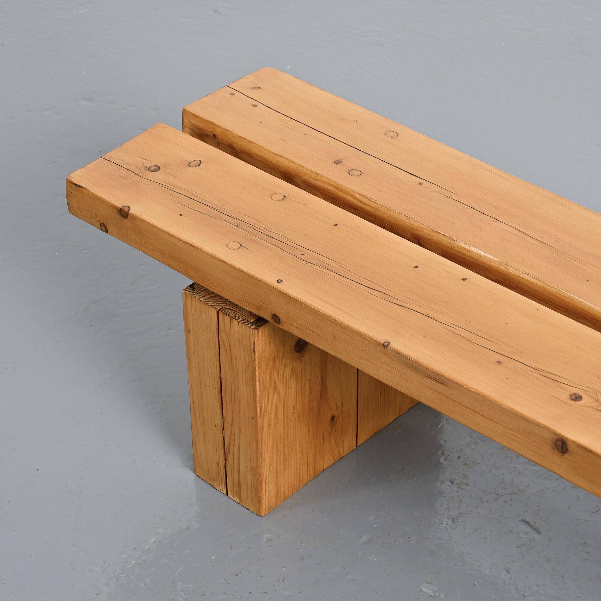 Pine bench from the La Rive residence, Arc 1600, France, circa 1970.