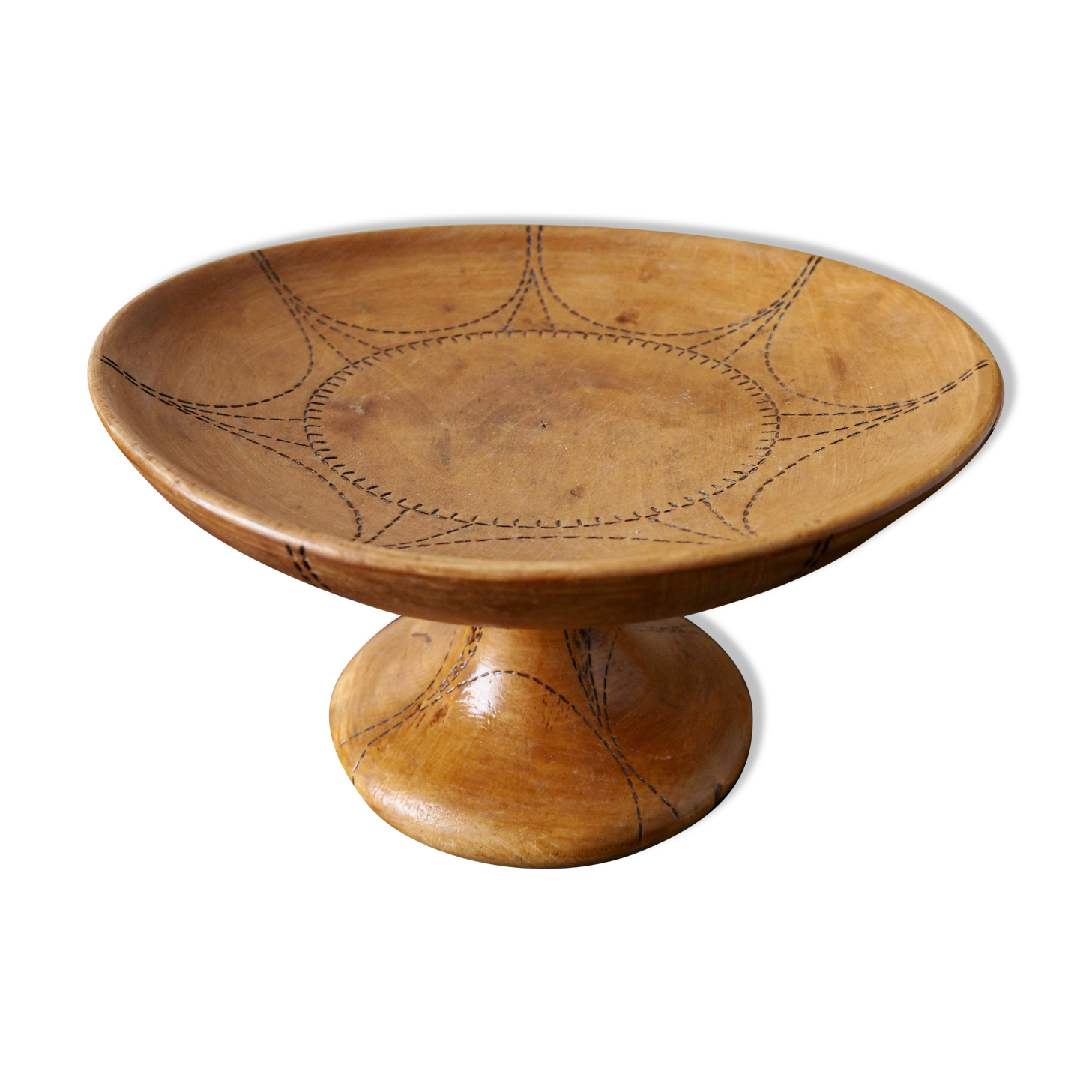 Wooden compotier folk art