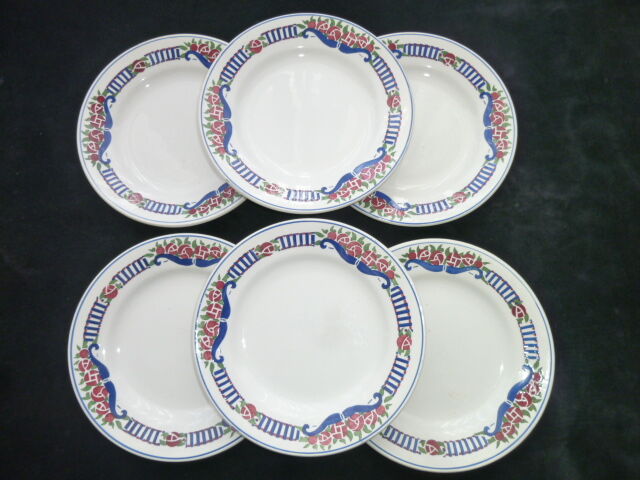 Set of 6 dessert plates Orchies Moulin des Loups Art Deco style